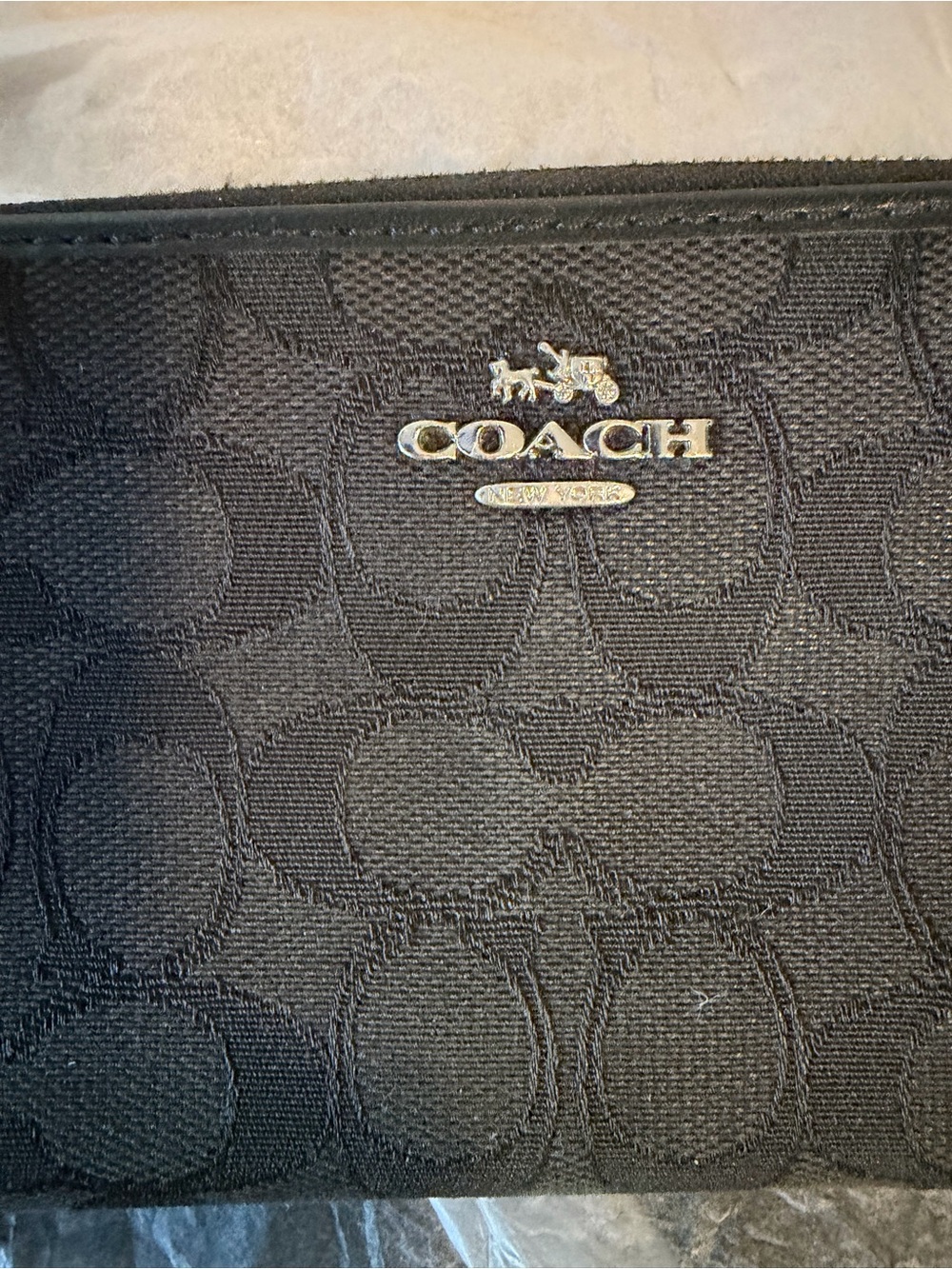 Coach Black Signature Zip Wallet with Silver Logo - Picture 12 of 12